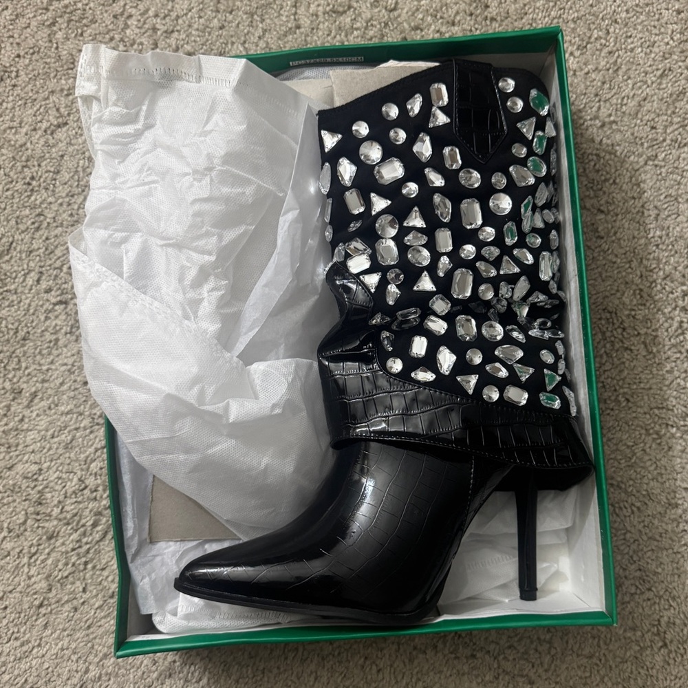 Lauren Lorraine Black Heeled Boots with gemstones 💎- send an offer ❤️